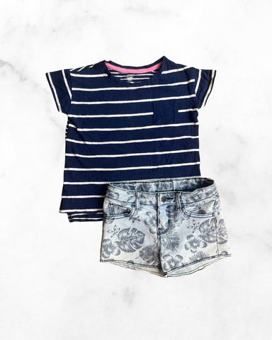 joe fresh/old navy ♡ 4t ♡ floral jean short & t-shirt set