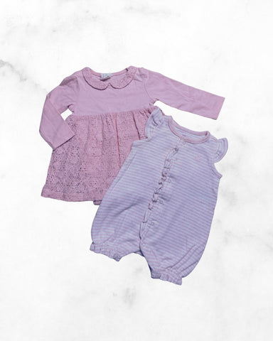 h&m/gap ♡ 0-3 mo ♡ pink lace dress and ruffle tank romper bundle