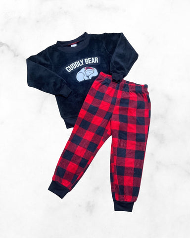 holiday #famjams ♡ 4t ♡ cuddly bear plaid fleece pj set