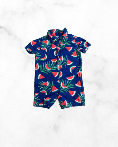 old navy ♡ 12-18 mo ♡ watermelon collared waffle romper