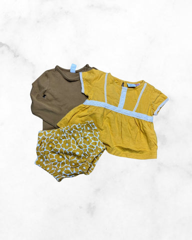 zara/winter water factory/h&m ♡ 12-18 mo ♡ mustard peplum tee & shorts bundle
