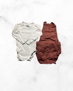 haven kids/h&m ♡ 6-12 mo ♡ auburn overall short set