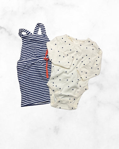 noppies/m&s ♡ 12 mo ♡ polka dot & striped jumper set