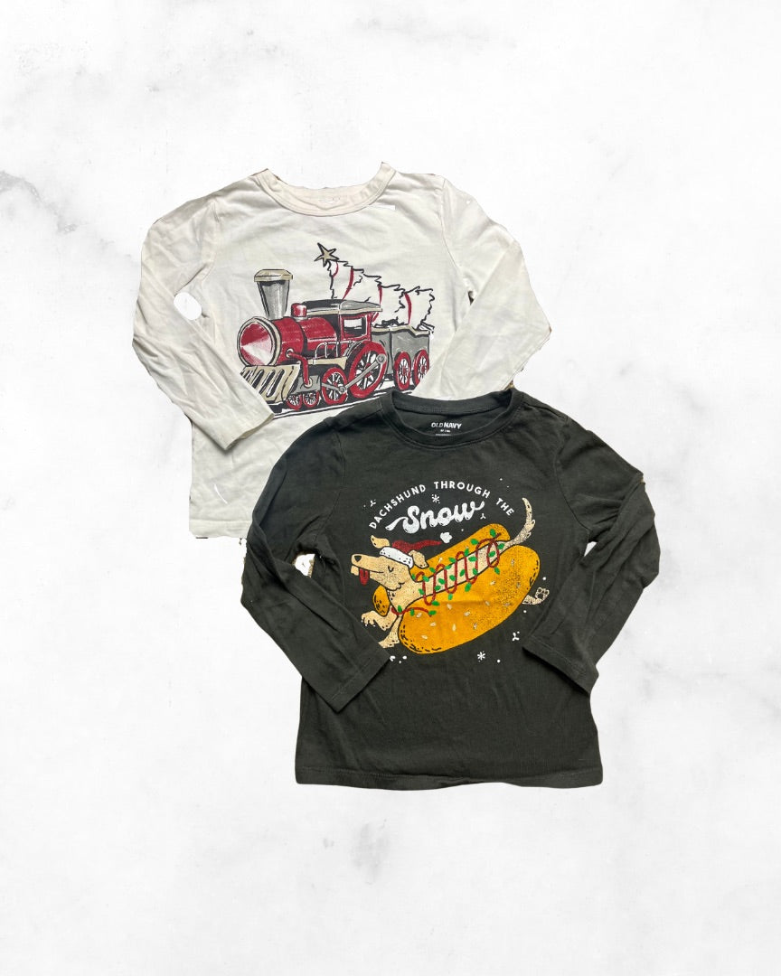 old navy/joe fresh ♡ 5t ♡ dashund through the snow christmas long sleeve bundle
