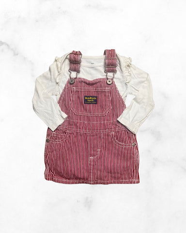 oshkosh/gap ♡ 6-12 mo ♡ red striped jumper & ruffle long sleeve bodysuit set