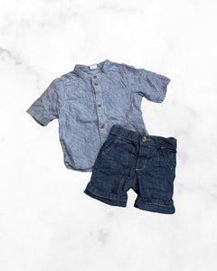 old navy/h&m ♡ 6-12 mo ♡ collarless button up & shorts set