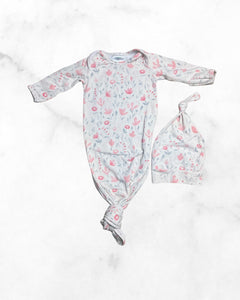 aiden & anais ♡ 0-3 mo ♡ perennial gown & top knot hat set