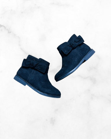 place ♡ 8 ♡ faux suede black bow ankle boots