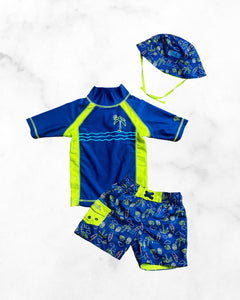 uv skinz ♡ 2t ♡ blue & lime palm swim set