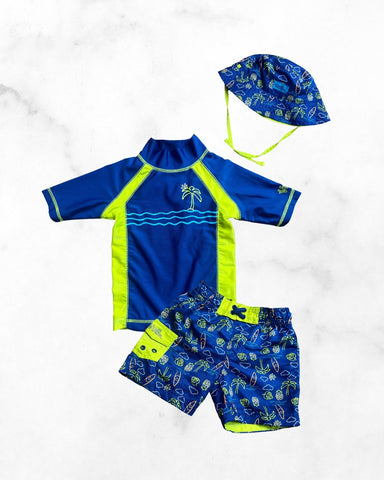 uv skinz ♡ 2t ♡ blue & lime palm swim set