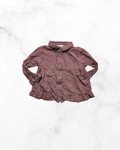 zara ♡ 9-12 mo ♡ long sleeve plaid peplum button up