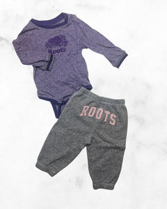 roots ♡ 12-18 mo ♡ purple long sleeve bodysuit & sweats bundle
