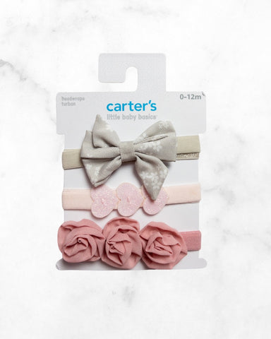 carters ♡ 0-12 mo ♡ 3-pack mixed style headbands