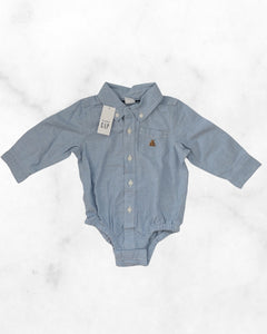 gap ♡ 6-12 mo ♡ long sleeve button up dress shirt bodysuit