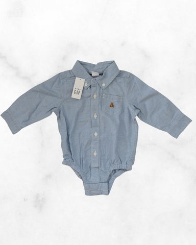 gap ♡ 6-12 mo ♡ long sleeve button up dress shirt bodysuit