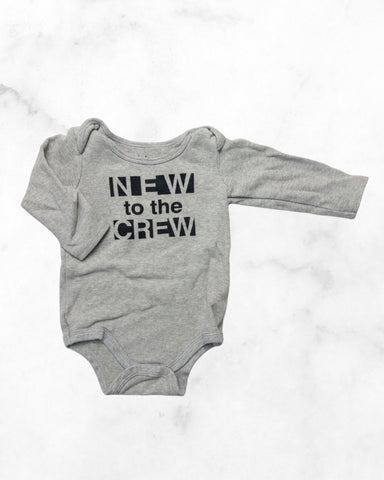 indigo ♡ 6-12 mo ♡ new to the crew long sleeve bodysuit