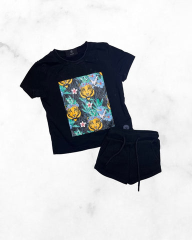 birdz ♡ 12 mo ♡ tiger graphic tee & waffle short bundle