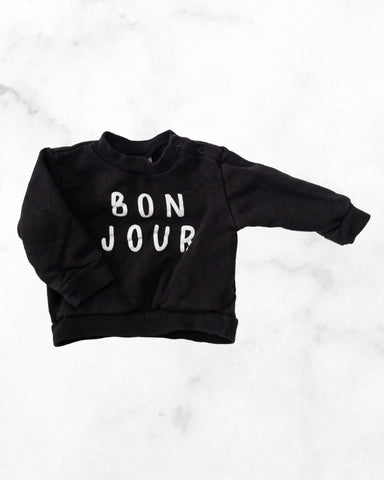 indigo ♡ 3-6 mo ♡ bonjour crewneck sweatshirt