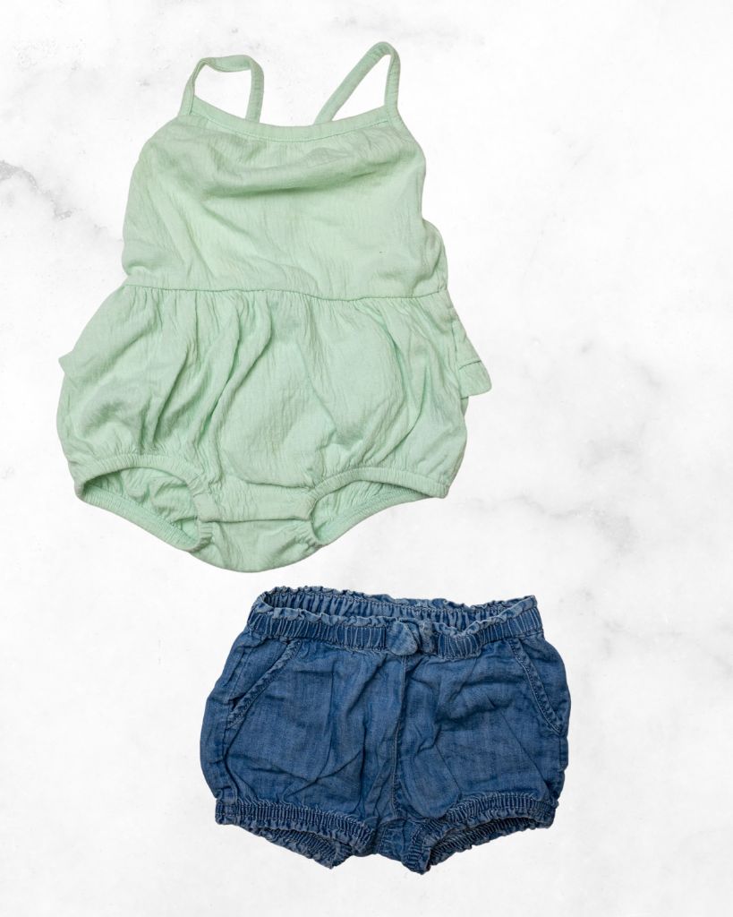 gap/old navy ♡ 6-12 mo ♡ bodysuit & jean short set