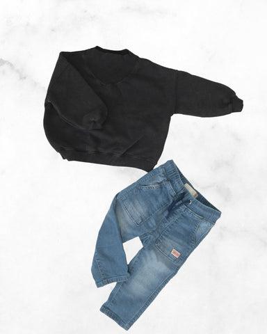 zara ♡ 12-18 mo ♡ high neck sweatshirt & denim jogger set