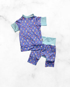 coton vanille ♡ 6-36 mo ♡ grow with me short sleeve ice-cream  two piece swim suit