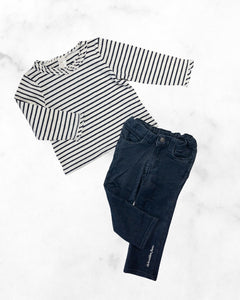 h&m/ calvin klein ♡ 9-12/ 18 mo ♡ ruffle neck striped top & stretchy denim set