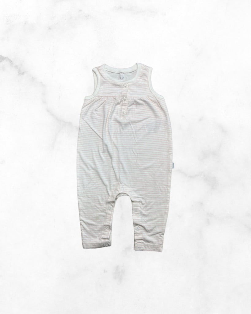 gap ♡ 6-12 ♡ striped henley tank romper