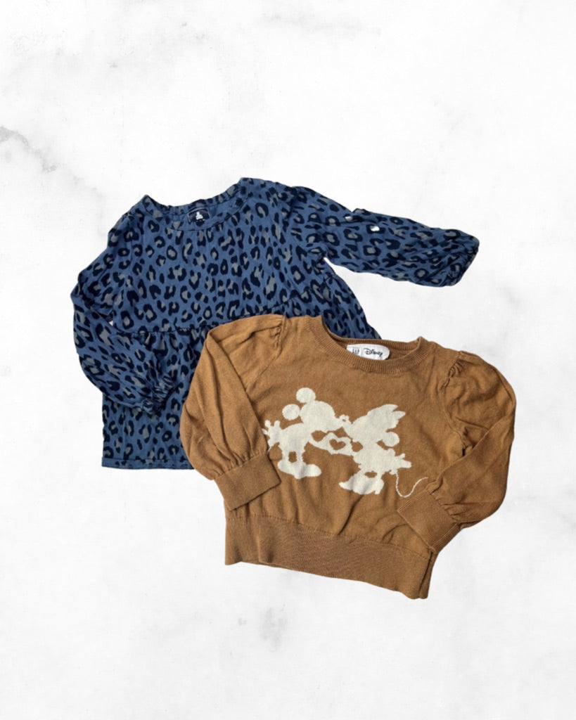 gap x disney ♡ 2t ♡ minnie & mickey mouse sweater & peplum bundle