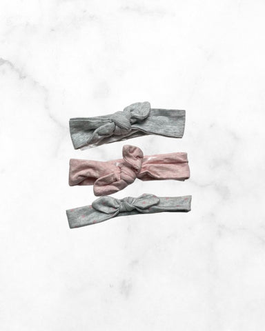 petit lem/unknown ♡ 6 mo ♡ 3-piece cotton knot headband bundle