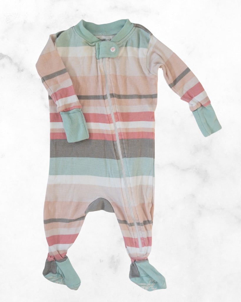 burt's bees ♡ 0-3 mo ♡ striped zip up footie sleeper