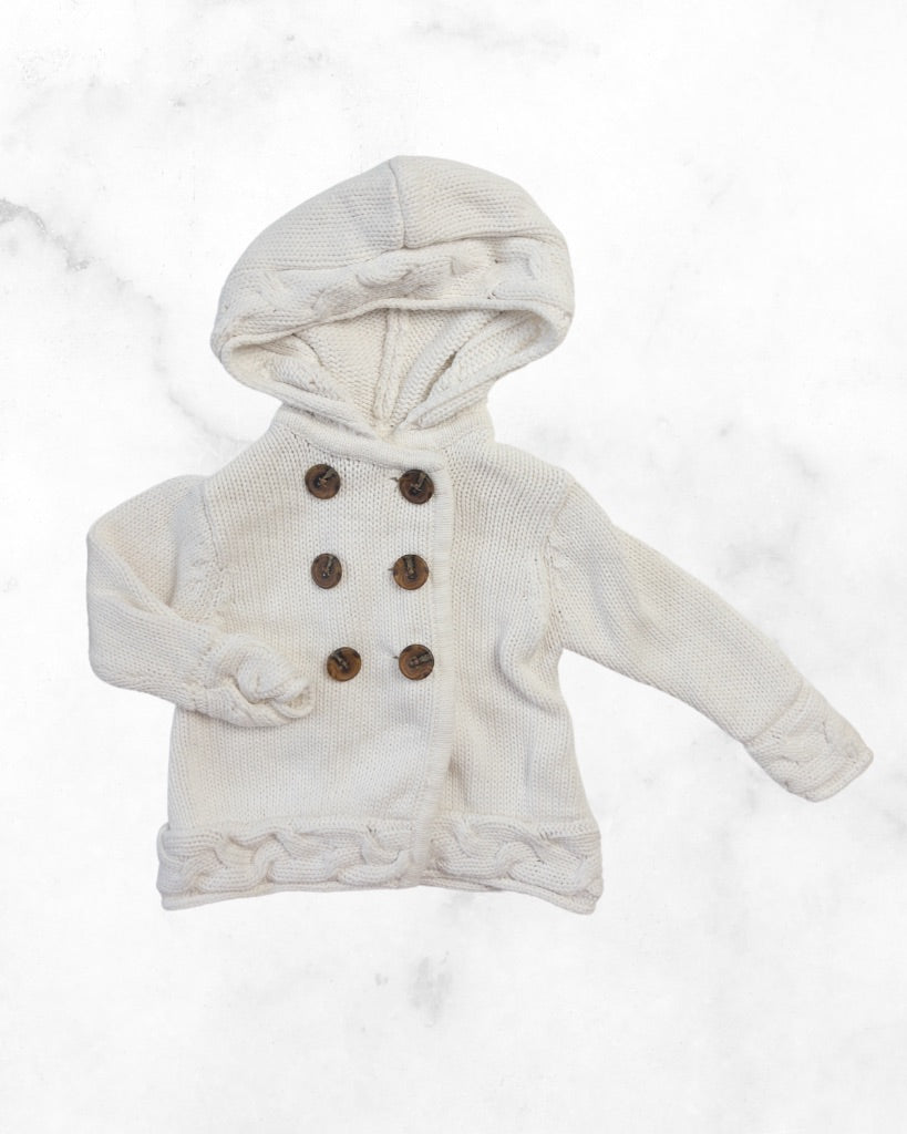 old navy ♡ 12-18 mo ♡ white hooded knit cardi