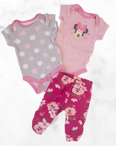 disney/baby place ♡ 0-3 mo ♡ bodysuit & floral leggings bundle