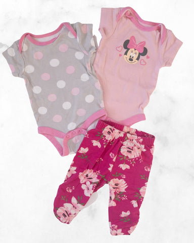 disney/baby place ♡ 0-3 mo ♡ bodysuit & floral leggings bundle