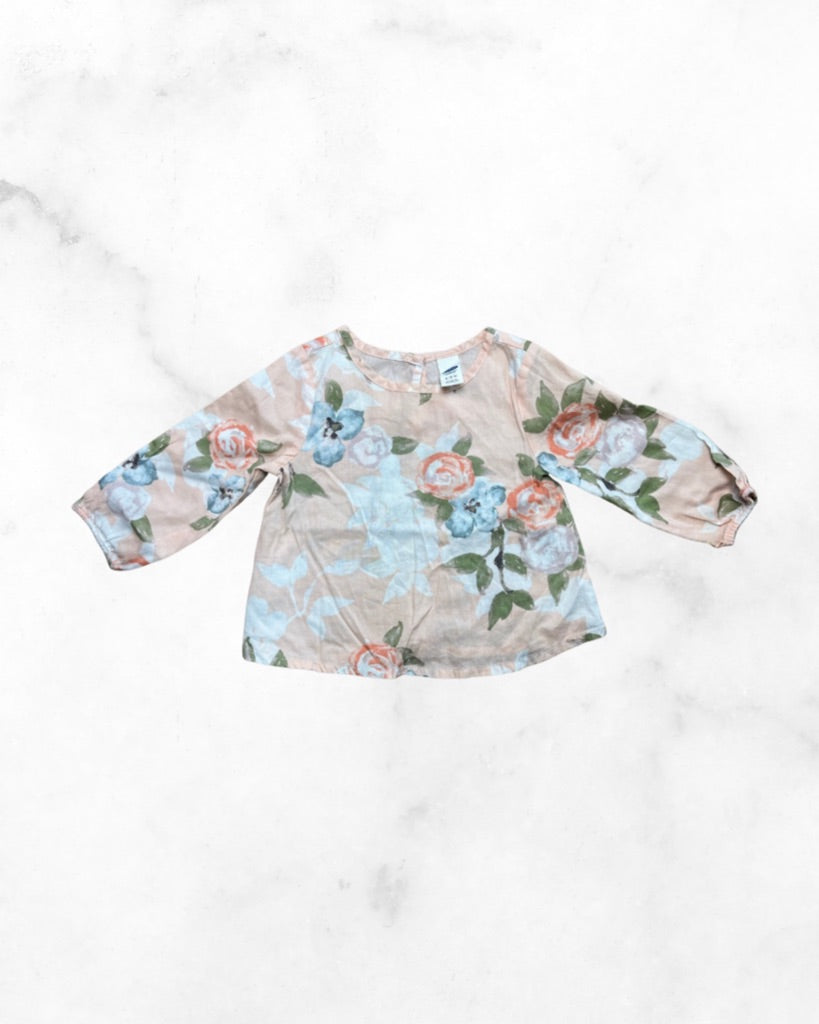 old navy ♡ 6-12 mo ♡ peach floral long sleeve