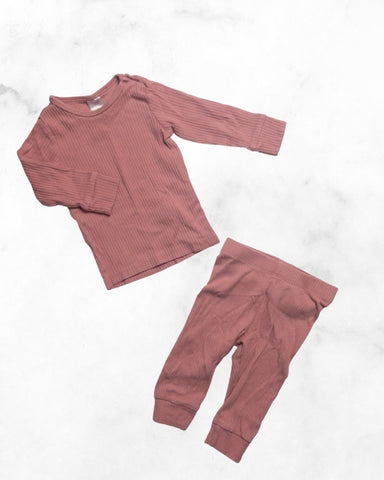 h&m ♡ 4-6 mo ♡ dusty rose ribbed long sleeve set