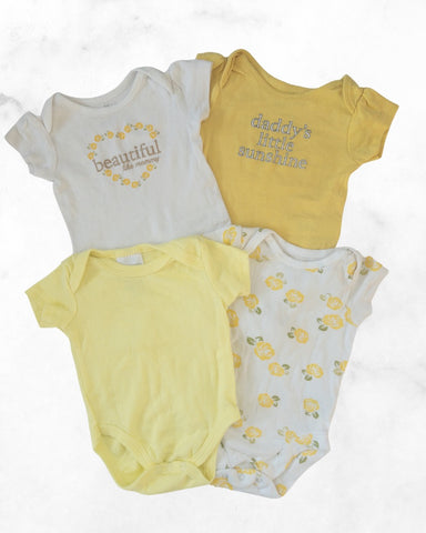 baby place/laura ashley ♡ 0-3 ♡ mommy & daddy sunshine bodysuit bundle