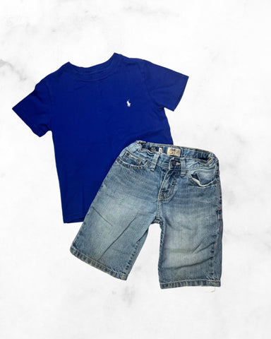 ralph lauren/place ♡ 5y ♡ t-shirt & jean short bundle