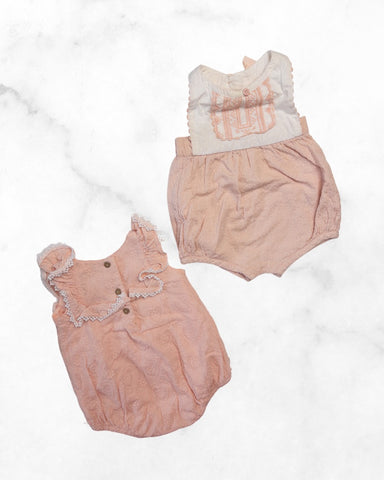 catherine malandrino ♡ 3-6 mo ♡ ruffle & smocking detail bubble rompers