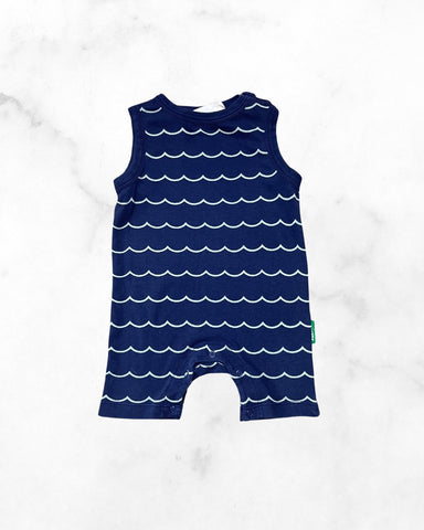 parade organics ♡ 6-12 mo ♡ navy wave short romper