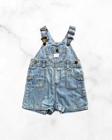 oshkosh ♡ 12 mo ♡ lightweight flower denim short overalls