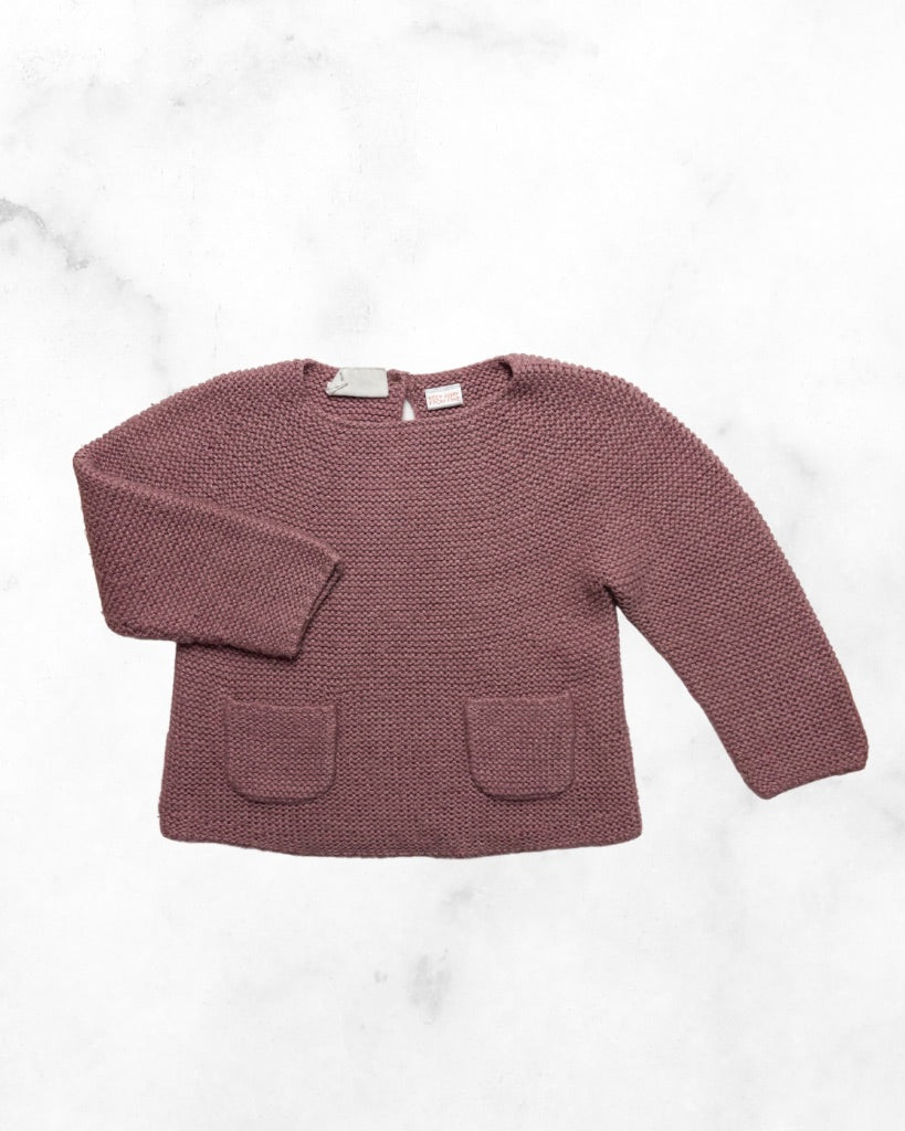 zara ♡ 18-24 mo ♡ dark pink knit keyhole back sweater