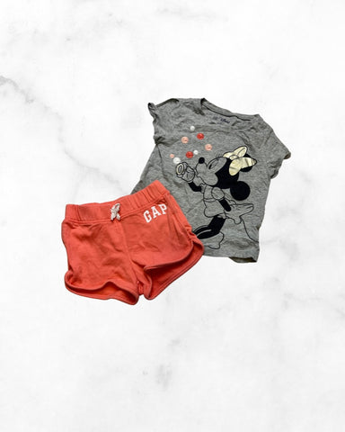 gap x disney ♡ 4t ♡ minnie mouse bubble tee & short set