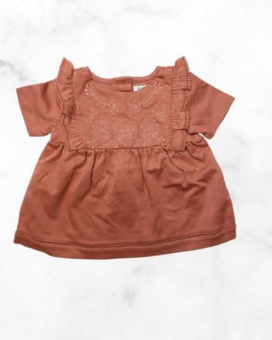 rachel zoe ♡ 3-6 mo ♡ embroidered short sleeve ruffle dress