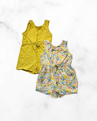 old navy ♡ 4t ♡ cotton floral & yellow romper bundle