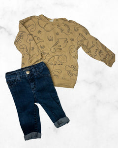 h&m ♡ 12-18 mo ♡ dino print crew sweatshirt/denim