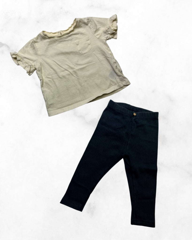 zara/gap ♡ 12-18 mo ♡ ribbed leggings & ruffle sleeve tee set