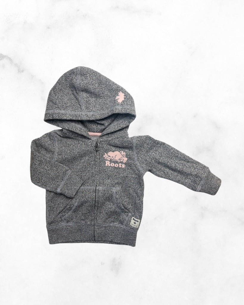 roots ♡ 3-6 mo ♡ heathered grey zipper hoodie