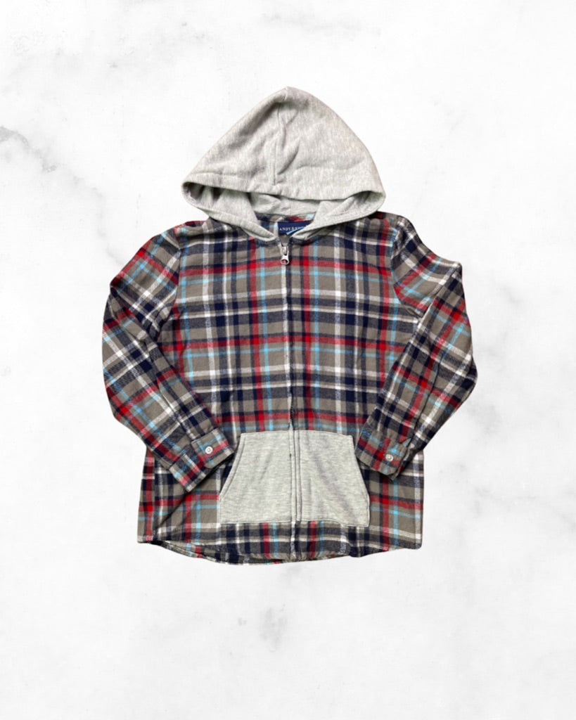 andy & evan ♡ 7Y ♡ hooded plaid zip up