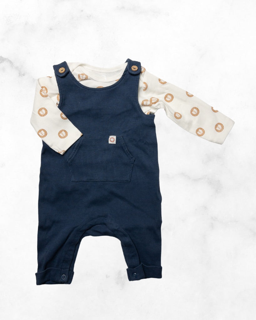 h&m ♡ 2-4 mo ♡ lion top & ribbed overalls