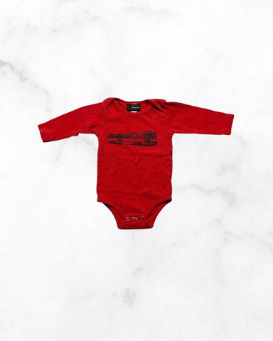 american apparel ♡ 3-6 mo ♡ firetruck longsleeve bodysuit